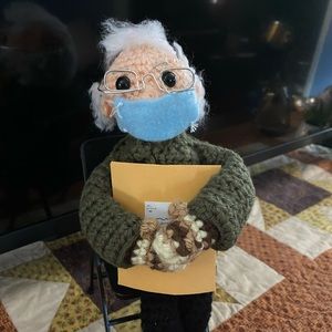 Handmade crocheted Bernie doll